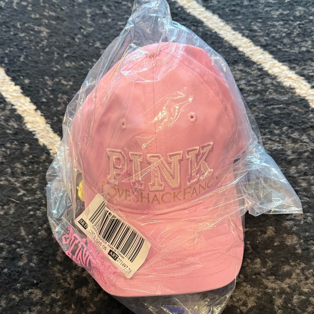 NWT LoveShackFancy X PINK Limited Edition Baseball Hat in Pink Lollipop - Picture 5 of 7